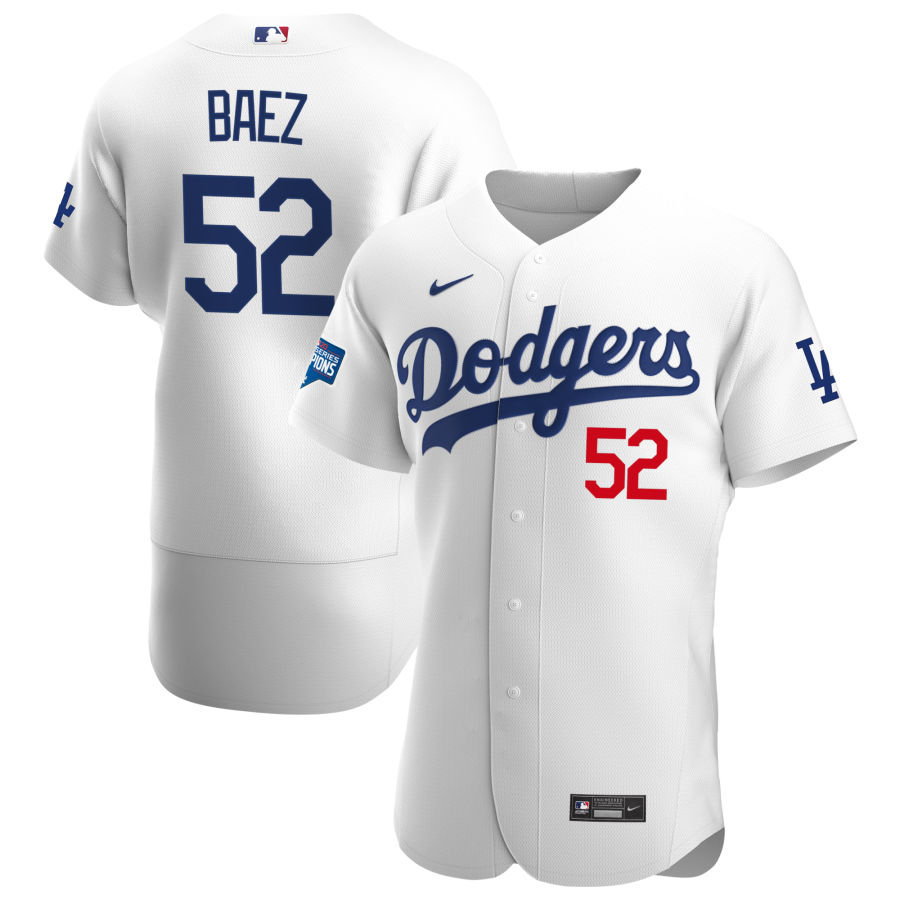 Los Angeles Dodgers #52 Pedro Baez Men Nike White Home 2020 World Series Champions Authentic Player MLB Jersey->los angeles dodgers->MLB Jersey
